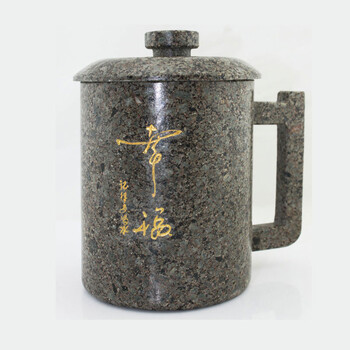 RENHE 中华麦饭石茶杯麦饭石水杯创意杯子带盖马克杯原石大号晾水杯850ml
