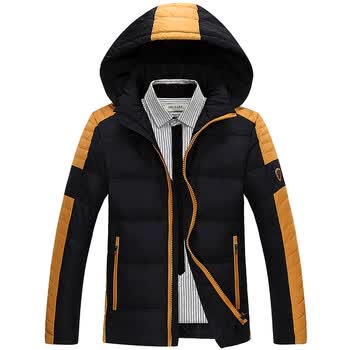 <em>吉普盾</em>羽绒服<em>男冬装</em>新品休闲带帽中长款棉服 