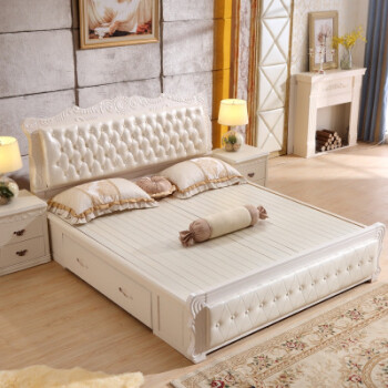 全实木床主卧现代简约欧式双人床公主床1.8米白色婚床