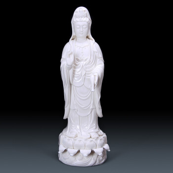 
                                        茗丰堂12-24吋德化陶瓷阿弥陀佛像观音菩萨大势至菩萨西方三圣摆件 14寸玉白西方三圣佛像                