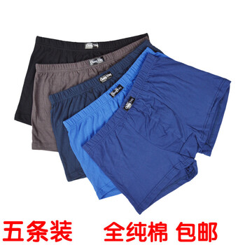 无印良品南极人5条装内裤男平角裤纯棉青年中老年四角裤宽松大码运动
