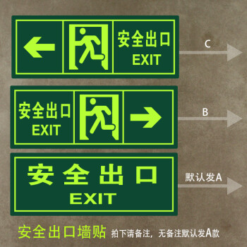 夜光安全出口左右消防安全通道疏散应急逃生指示牌荧光墙贴标识牌