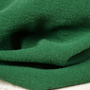 夏季柔软压皱洗水棉麻布料朴素色衣服装裙子汉服水洗亚麻面料 墨绿色