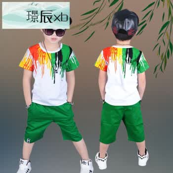六一儿童节环保走秀表演服装男童绿色时装秀幼儿园男孩舞蹈演出服zjt