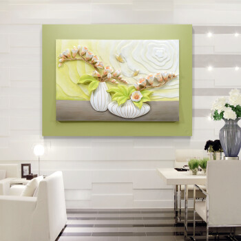 
                                        福雕家饰 立体无框画餐厅现代装饰画单幅手绘浮雕画背景墙挂画 阳光芬芳(咖) 60*80*1                