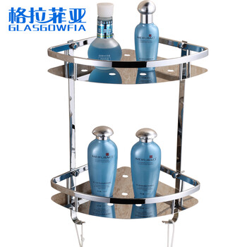 
                                                            格拉菲亚 浴室置物架 三角置物架 不锈钢收纳挂件 卫生间角落架 不锈钢板双层                