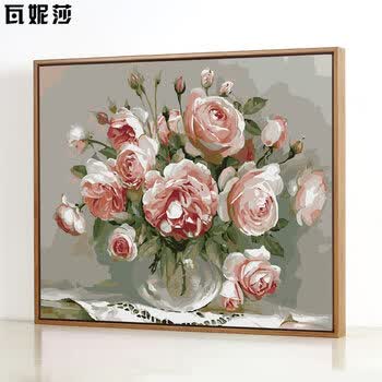 diy数字油画客厅风景数码填色手工填充涂色手绘油彩画装饰画 盛放 40*