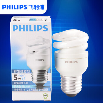 
                                                            飞利浦PHILIPS  节能灯泡 螺旋型 三基色 E27大螺口 全螺旋5w白光 日光色(白光)                