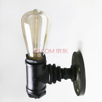 
                                        KC灯具  loft铁艺水管造型创意酒吧 壁灯复古咖啡厅装饰灯床头灯 卧室 墙灯 配小笛灯泡-40W                