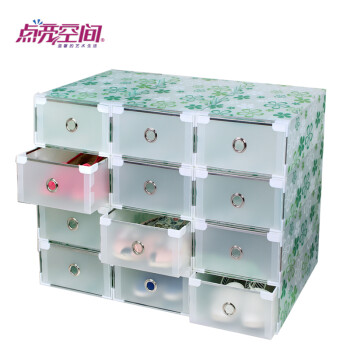 点亮空间金属包边鞋收纳盒抽屉鞋盒透明塑料鞋盒加厚储物盒塑料盒 标厚高跟透明12个