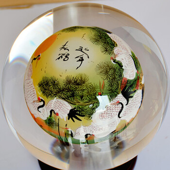 
                                                            美迈达 典雅内画球家居客厅装饰礼品办公室桌面饰品摆件地方手工艺术球结婚送礼物新房博古架摆设 直径20厘米牡丹图                