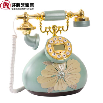 
                                        好心艺 欧式仿古电话座机 创意时尚电话机座机家用 复古电话机来电显示 商务礼品D01 绿色                