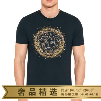 versace 范思哲一线品牌 2018年春夏新品 男士棉质美杜莎头像t恤 黑色