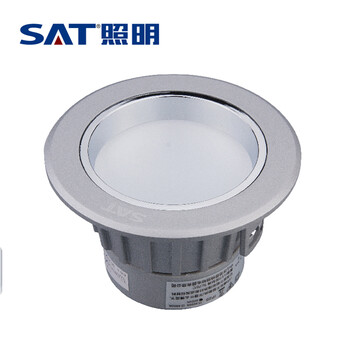SAT照明活之彩系列一体化压铸LED筒灯过道办公室学校商场基础照明 开孔8cm 3W 凹面 银色 6000K正白光