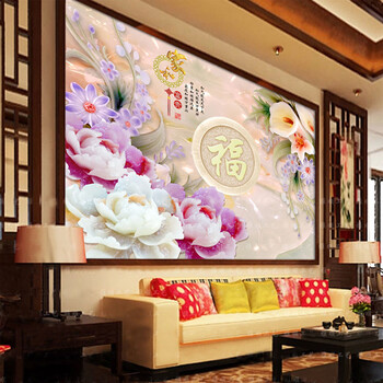 
                                        皇室珍品ks十字绣客厅大画花开富贵牡丹百合花十字绣套件 中格小板棉线印花150*110CM三股绣                