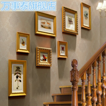 万事泰(wanshitai) 添色彩绘 实木照片墙 楼梯挂墙相框墙 创意相片墙