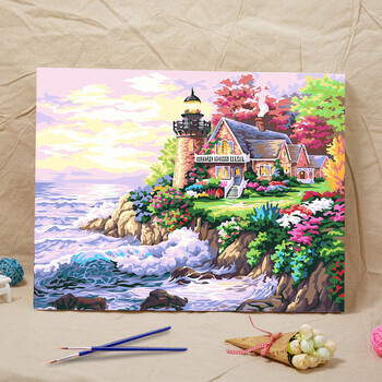 diy数字油画手绘客厅情侣欧式风景油彩画手工填色装饰