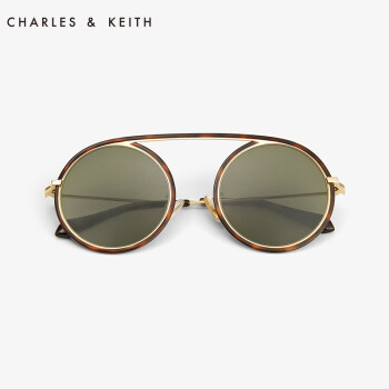 charles&keith墨镜ck3-91280297复古风摩登圆形镜片太阳镜 玛瑙色