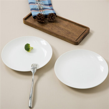 斯凯绨（Sky Top）陶瓷盘子骨瓷碟子餐盘菜盘纯白家用酒店餐具8英寸月光盘4件套装