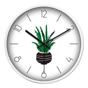 时尚简约绿色花草植物画挂钟卧室客厅静音时钟挂表创意石英钟表 t032