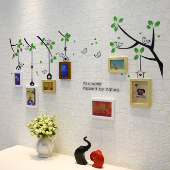 
                                        维佳 小鸟相框墙 挂墙创意组合实木照片墙 卧室儿童房 餐厅相片墙 白色+唯美画芯                