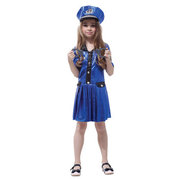
                                        孩派 化妆舞会 万圣节 cos儿童服装 节目表演服装 帅气小女警服装 G-0139 XL                