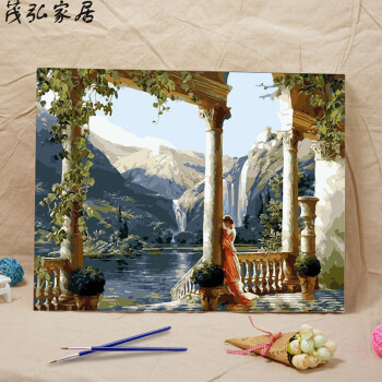 diy数字油画客厅大幅风景抽象婚纱人物情侣手绘填色装饰画 背影 流连