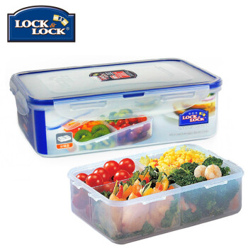 
                                        乐扣乐扣（LOCK&LOCK） 保鲜盒塑料储物盒HPL824C1.6L分隔餐盒饭盒便当盒                