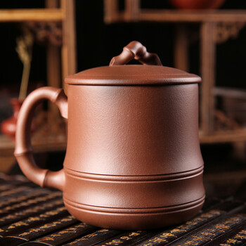 尊壶 宜兴紫砂杯 茶杯 原矿茶具 清水泥大事柿如意杯550ml