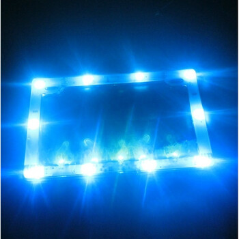 合伙摩托车改装配件鬼火踏板车led七彩爆闪车牌灯电动车牌照框架彩灯