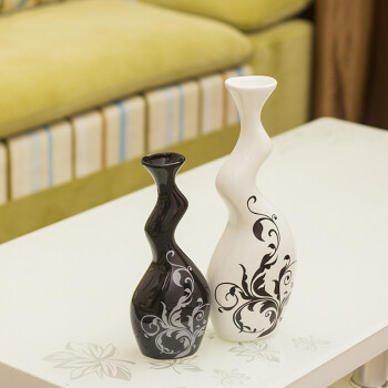 
                                                            福景（FUJING） 现代风格创意工艺品新房家居装饰摆件黑白简约花瓶电视柜装饰柜摆件结婚                