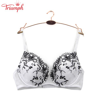 黛安芬(triumph)日本文胸内衣舒适花纹日系女性胸罩10175054白色70c