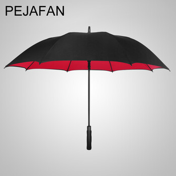 
                                                                                PEJAFAN高端雨伞男士超大商务伞双层加厚自动长柄伞双人大伞户外高尔夫伞超强防风防晒晴雨两用伞 110CM中号双层内黑                