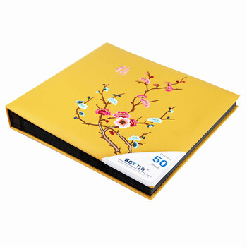 竹取相册创意礼品超大容量6寸皮面绣花创意礼品册/插页相册/影集礼品册 梅花 6寸600张