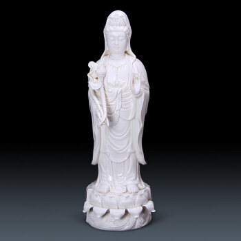 
                                        茗丰堂12-24吋德化陶瓷阿弥陀佛像观音菩萨大势至菩萨西方三圣摆件 14寸玉白西方三圣佛像                