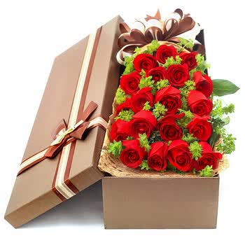 长春鲜花同城速递19朵33朵99朵香槟玫瑰花束七夕生日订花送货上门 19