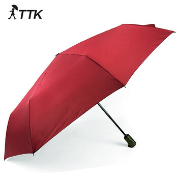 
                                                            TTK 雨伞男士加大加固强力拒水一甩干三折全自动雨伞商务伞 碰击布酒红色                