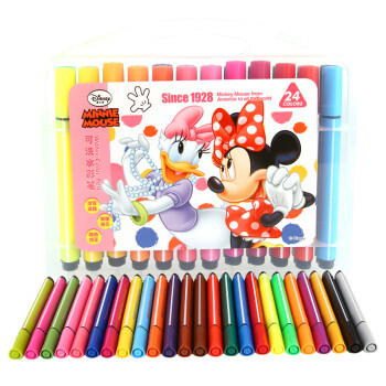 迪士尼(disney)儿童可洗水彩笔24色彩绘棒书写涂色笔画画套装 米妮款