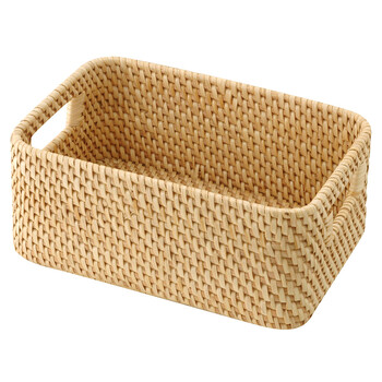 无印良品 muji 藤编附提手盒子 原色