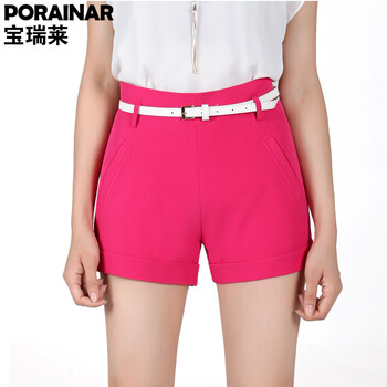 宝瑞莱2014新款宝蓝色<em>雪纺短裤女夏装</em>大码胖