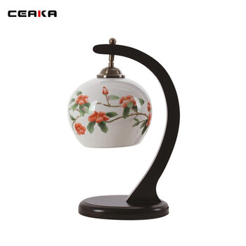 CEAKA 装饰台灯 陶瓷灯 卧室台灯床头灯 书房灯 中式灯架 薄胎 花鸟 BTD23