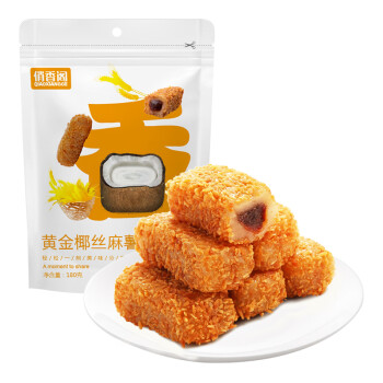 俏香阁 饼干蛋糕 休闲零食 红豆味黄金椰丝麻薯180g/袋