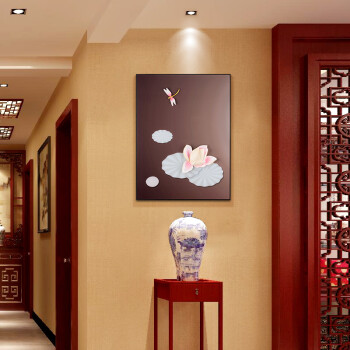 
                                        全悦中式玄关装饰画竖款客厅现代简约立体浮雕挂画书房卧室壁画 25MM厚板                
