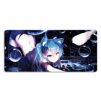hnm 动漫二次元大号鼠标垫加厚 游戏办公键盘垫桌垫锁边 初音猫女 900