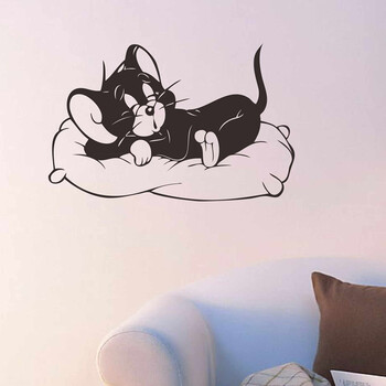 
                                        忆美特墙贴画 儿童房装饰贴纸 贪睡的小懒猫 B0015（送转移膜）                