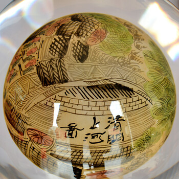 
                                                            美迈达 典雅内画球家居客厅装饰礼品办公室桌面饰品摆件地方手工艺术球结婚送礼物新房博古架摆设 直径20厘米牡丹图                