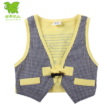 吉象贝儿童装男童<em>马甲</em>男孩<em>格子马甲背心</em>033 黑