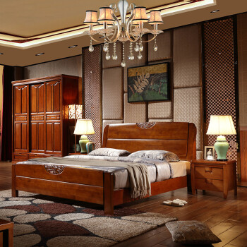 京东高箱床家用1.8米橡木床实木床双人婚床家具 白色
