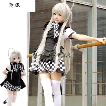 潜行吧奈亚子cos服动漫cosplay服装女装黑白格子女仆女佣装 奈亚子