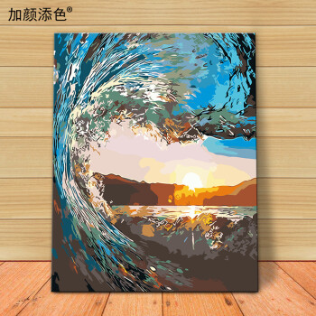 油画diy 大幅客厅卧室手绘风景欧式油彩涂色装饰画威尼斯水都 日出 60